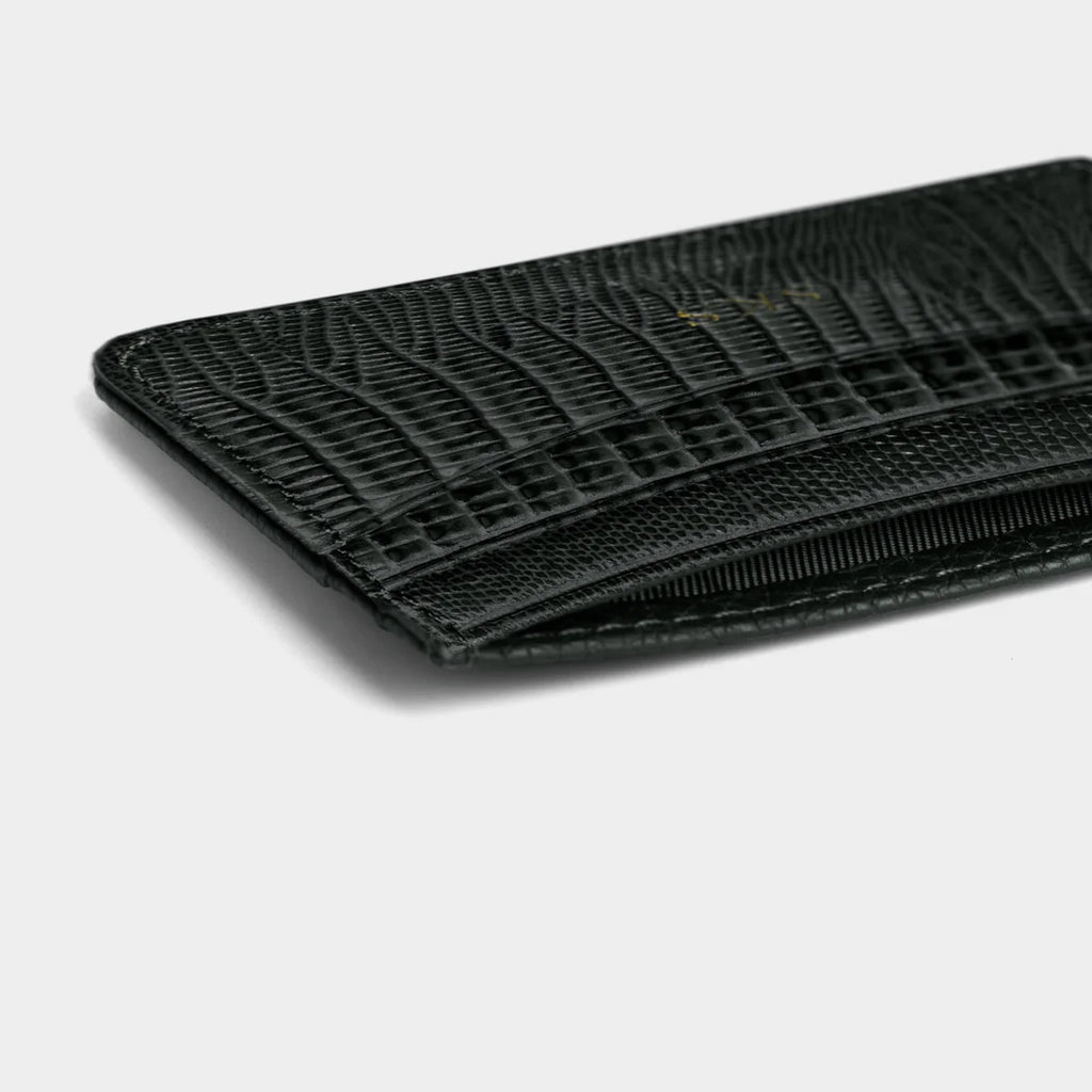 BLACK LIZARD LEATHER PERSONALIZED CARD HOLDER