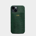 DARK GREEN LIZARD TEXTURE PERSONALIZED SNAP CASE