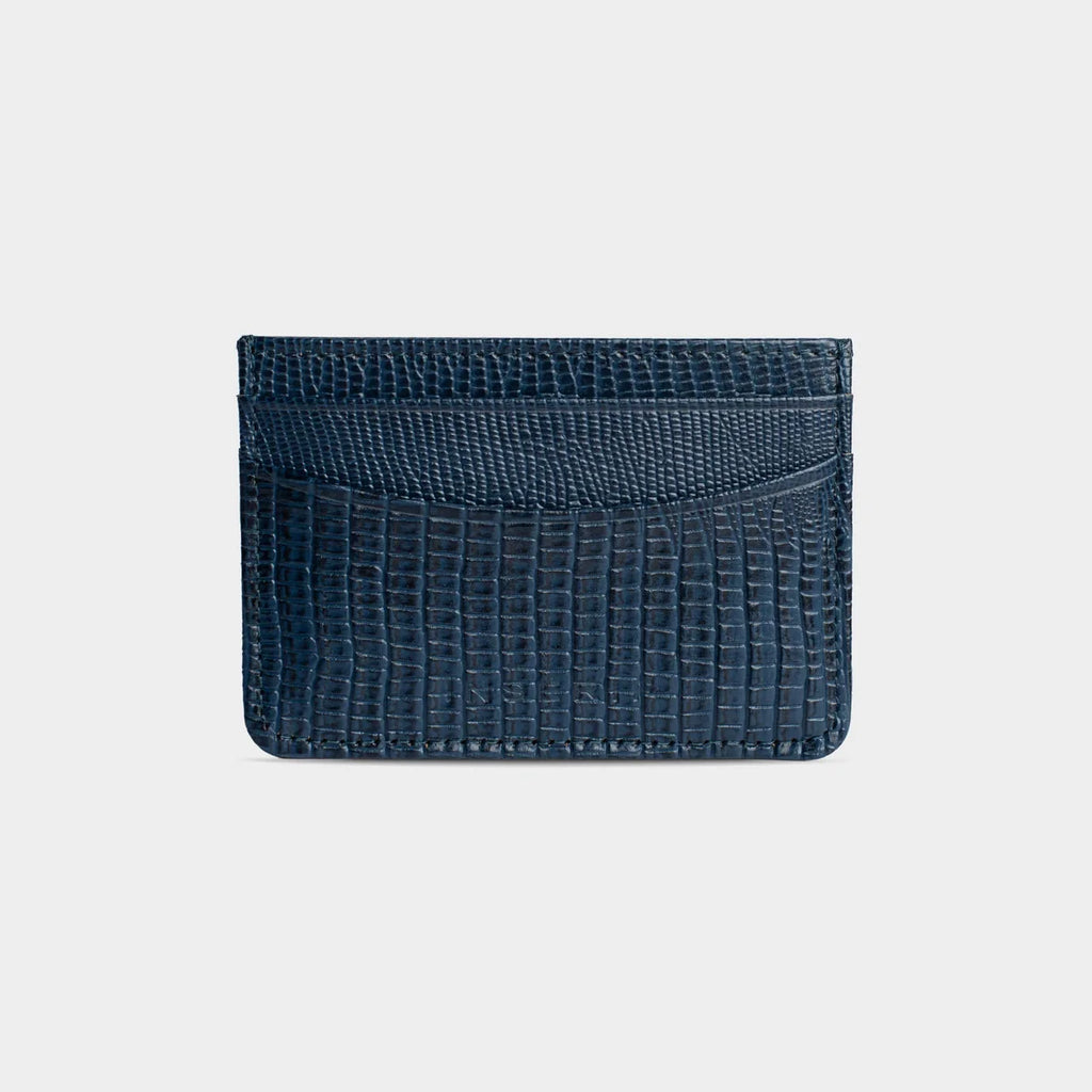 NAVY LIZARD LEATHER PERSONALIZED CARD HOLDER