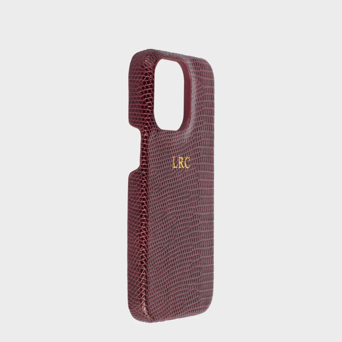 BURGUNDY LIZARD TEXTURE PERSONALIZED SNAP CASE