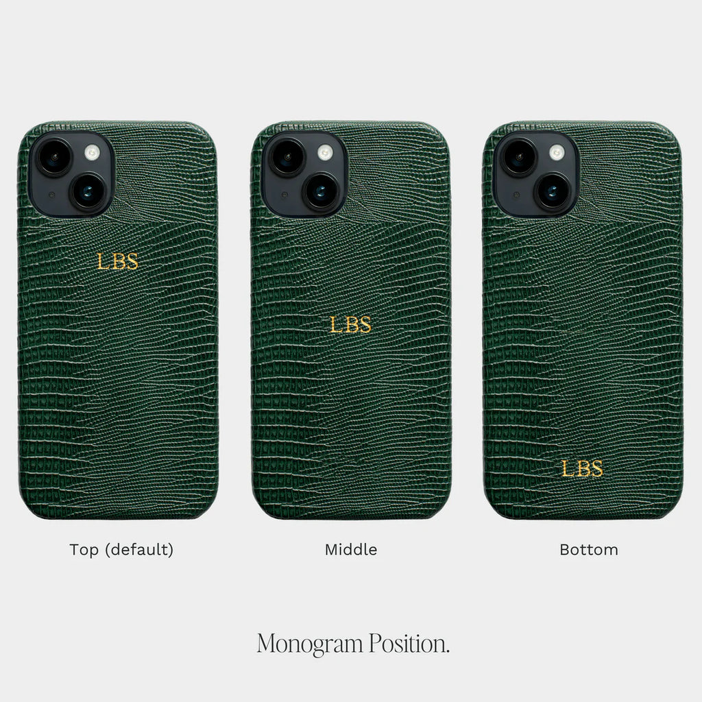 DARK GREEN LIZARD TEXTURE PERSONALIZED SNAP CASE