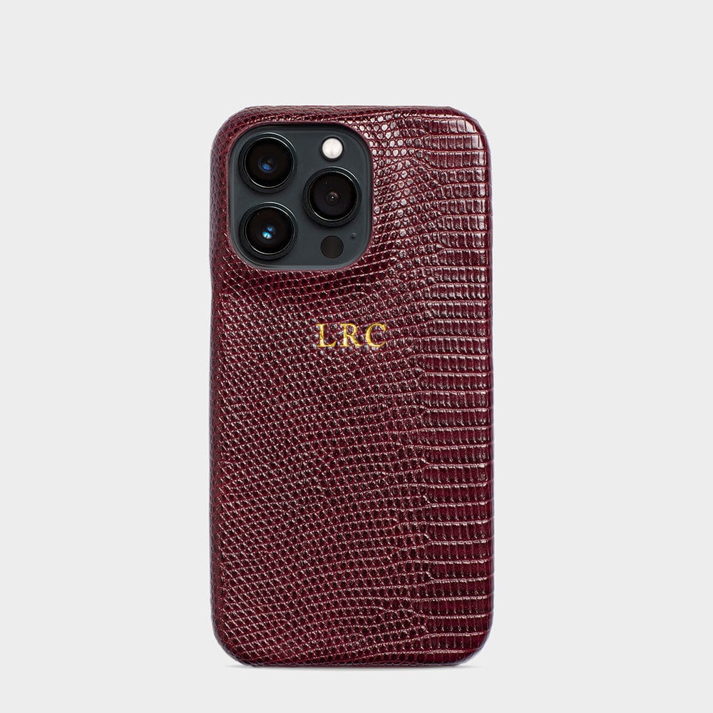 BURGUNDY LIZARD TEXTURE PERSONALIZED SNAP CASE