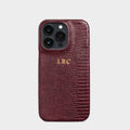 BURGUNDY LIZARD TEXTURE PERSONALIZED SNAP CASE