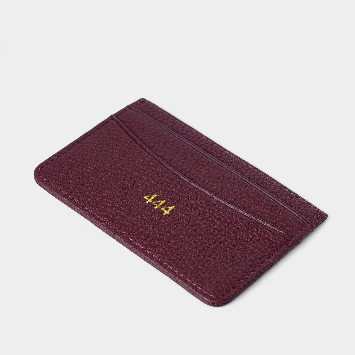 BURGUNDY PEBBLE LEATHER PERSONALIZED CARD HOLDER