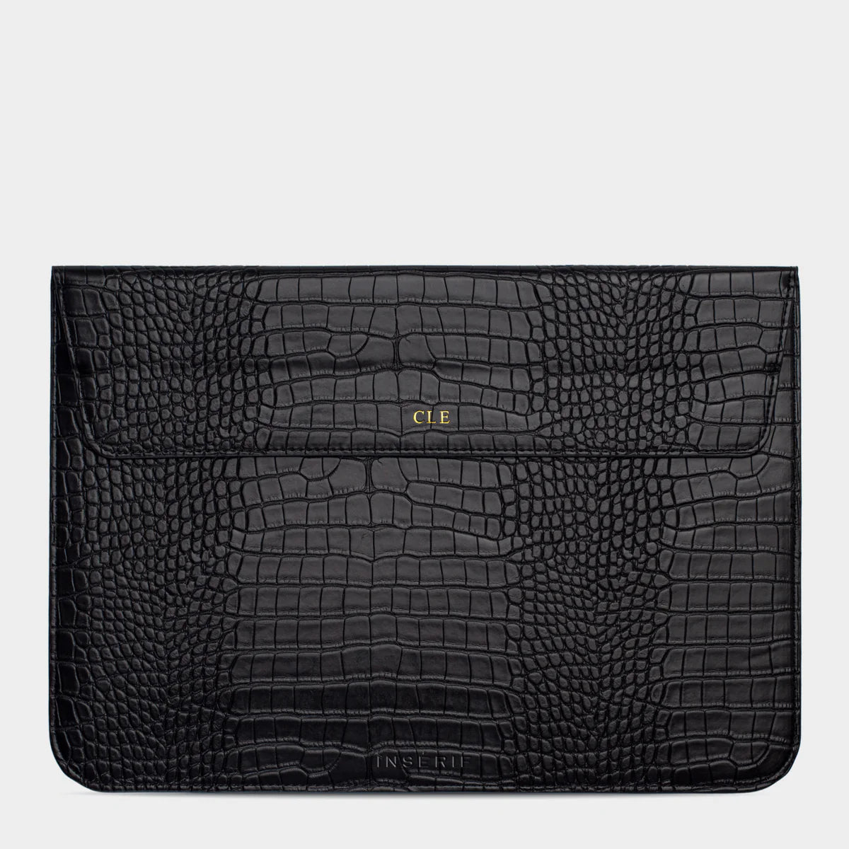 BLACK LIZARD TEXTURE PERSONALIZED LAPTOP SLEEVE WITH STAND
