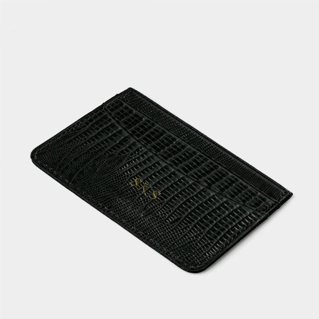 BLACK LIZARD LEATHER PERSONALIZED CARD HOLDER