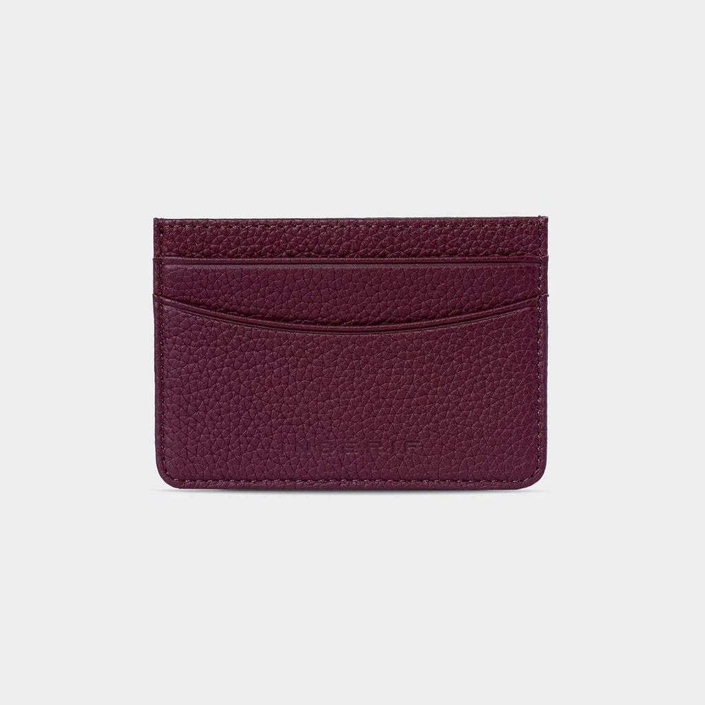 BURGUNDY PEBBLE LEATHER PERSONALIZED CARD HOLDER