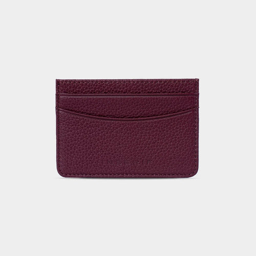 BURGUNDY PEBBLE LEATHER PERSONALIZED CARD HOLDER