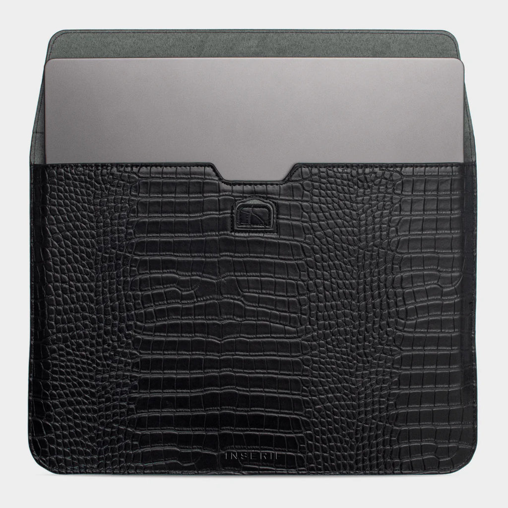 BLACK LIZARD TEXTURE PERSONALIZED LAPTOP SLEEVE WITH STAND