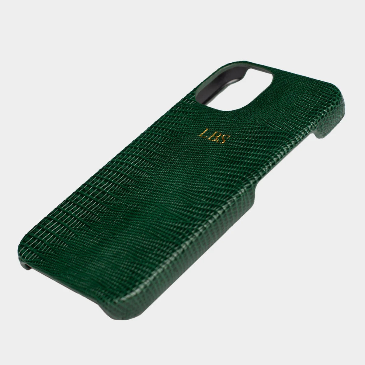 DARK GREEN LIZARD TEXTURE PERSONALIZED SNAP CASE