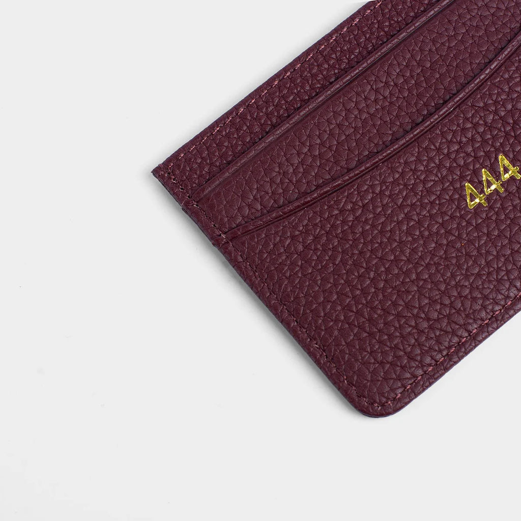 BURGUNDY PEBBLE LEATHER PERSONALIZED CARD HOLDER