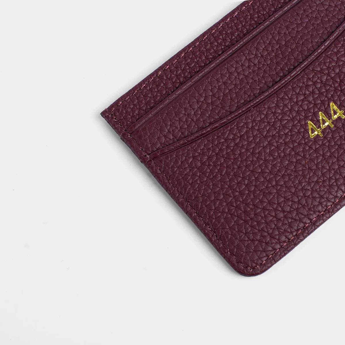 BURGUNDY PEBBLE LEATHER PERSONALIZED CARD HOLDER