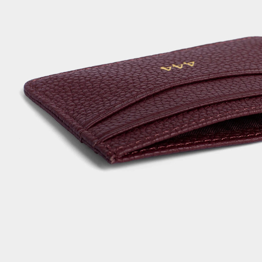 BURGUNDY PEBBLE LEATHER PERSONALIZED CARD HOLDER