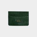 DARK GREEN LIZARD LEATHER PERSONALIZED CARD HOLDER