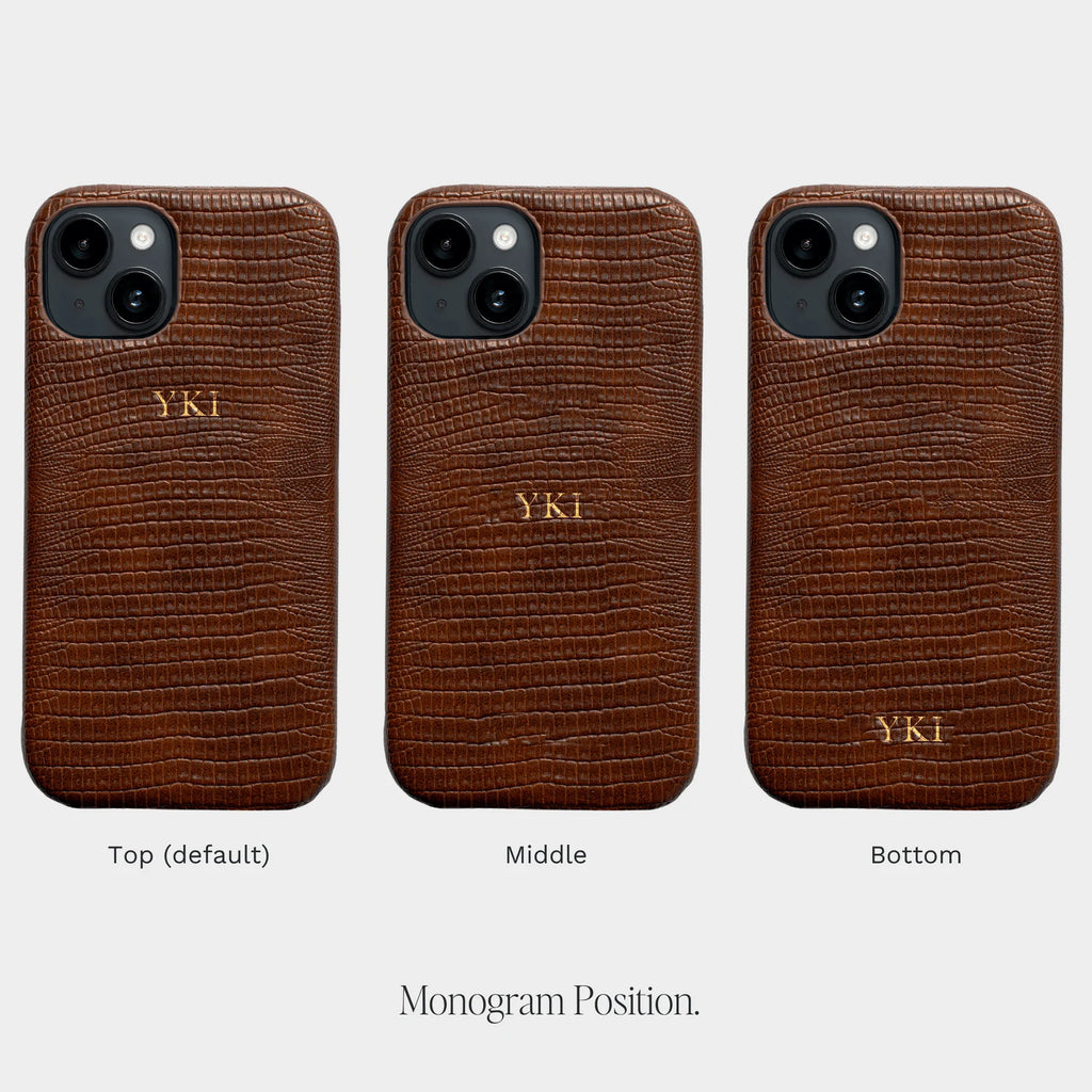 DARK BROWN LIZARD TEXTURE PERSONALIZED SNAP CASE