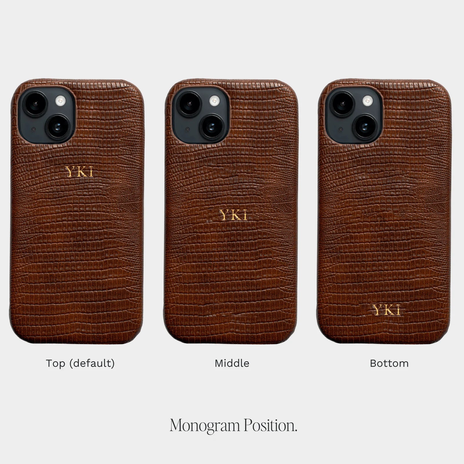 DARK BROWN LIZARD TEXTURE PERSONALIZED SNAP CASE