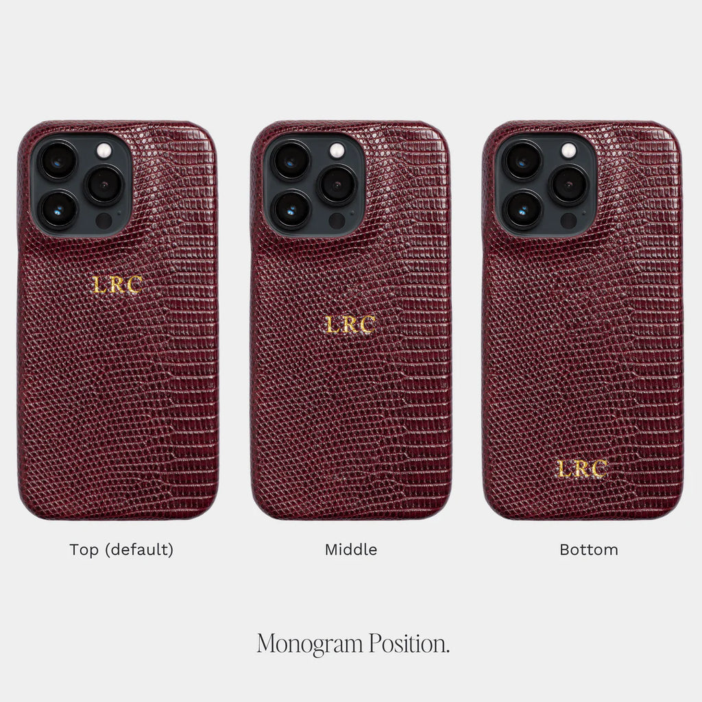 BURGUNDY LIZARD TEXTURE PERSONALIZED SNAP CASE