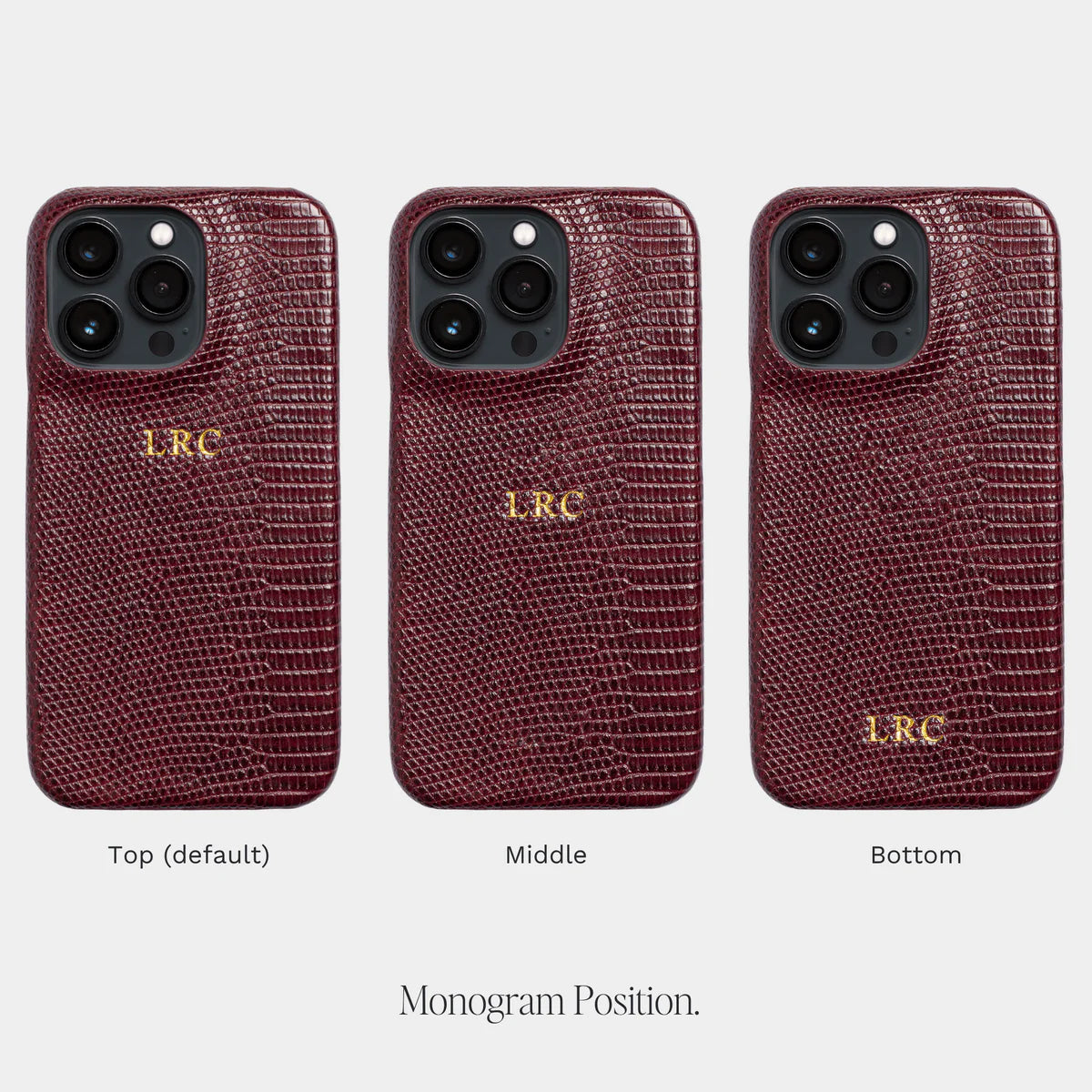 BURGUNDY LIZARD TEXTURE PERSONALIZED SNAP CASE