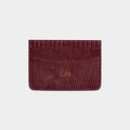 BURGUNDY LIZARD LEATHER PERSONALIZED CARD HOLDER