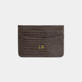 DARK BROWN LIZARD LEATHER PERSONALIZED CARD HOLDER