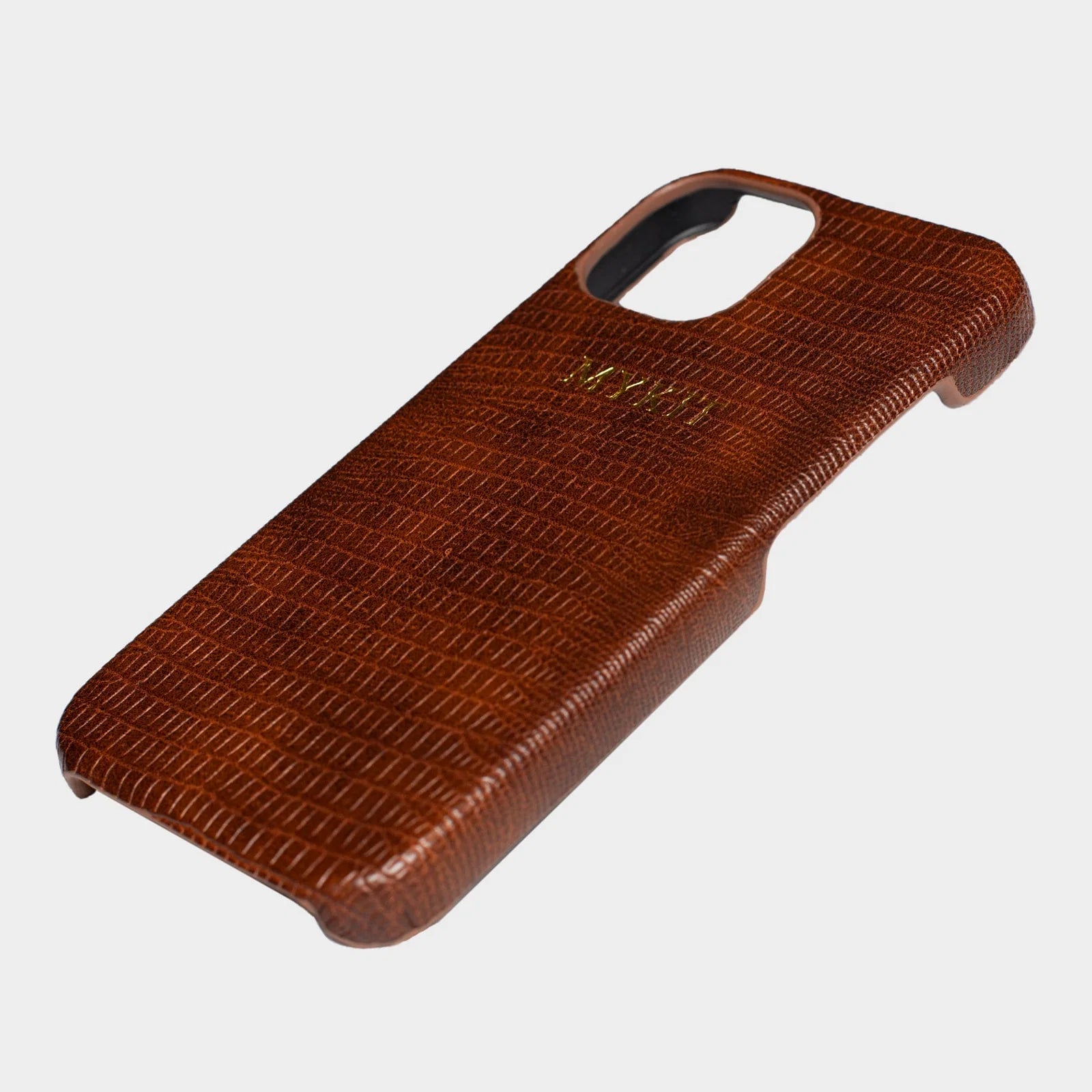 DARK BROWN LIZARD TEXTURE PERSONALIZED SNAP CASE