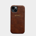 DARK BROWN LIZARD TEXTURE PERSONALIZED SNAP CASE