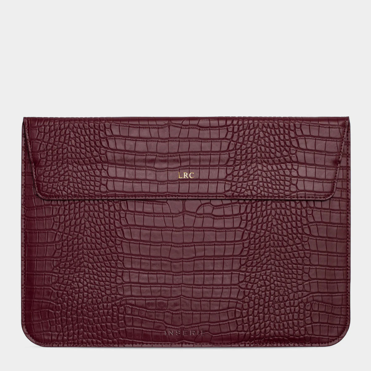 BURGUNDY LIZARD TEXTURE PERSONALIZED LAPTOP SLEEVE WITH STAND
