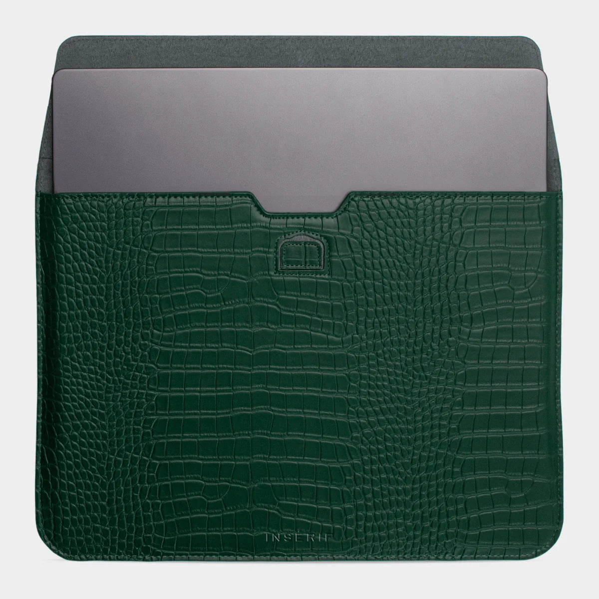 Dark Green Lizard Texture Personalized Laptop Sleeve with Stand