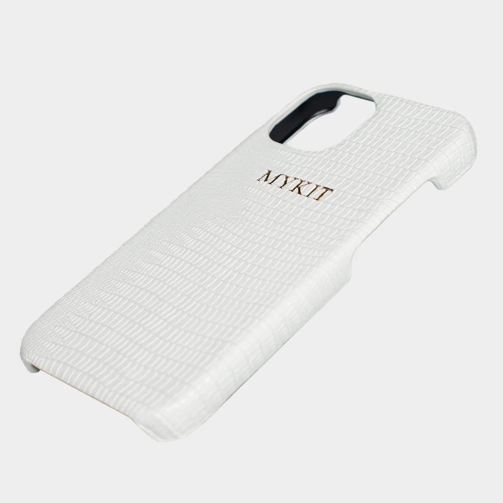 WHITE LIZARD TEXTURE PERSONALIZED SNAP CASE